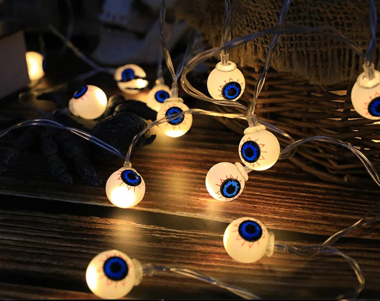 Halloween Decoration Led Light String Pumpkin Skull Head Eyeball Shaped Lamp String  Trick