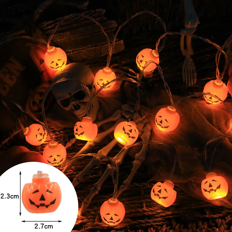 Halloween Decoration Led Light String Pumpkin Skull Head Eyeball Shaped Lamp String  Trick