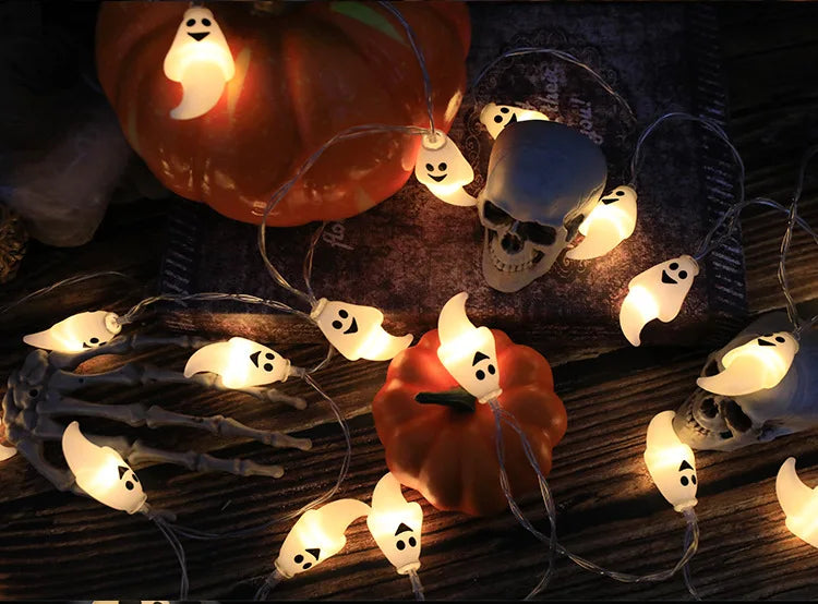 Halloween Decoration Led Light String Pumpkin Skull Head Eyeball Shaped Lamp String  Trick