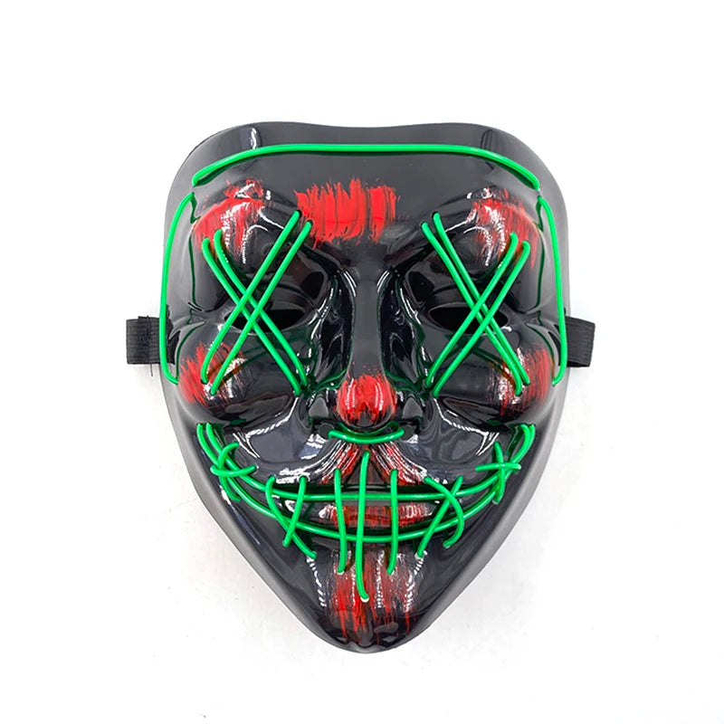 Wireless Scary Glowing Mask - LED Luminous Purge Mask for Halloween, Cosplay, and Festivals.