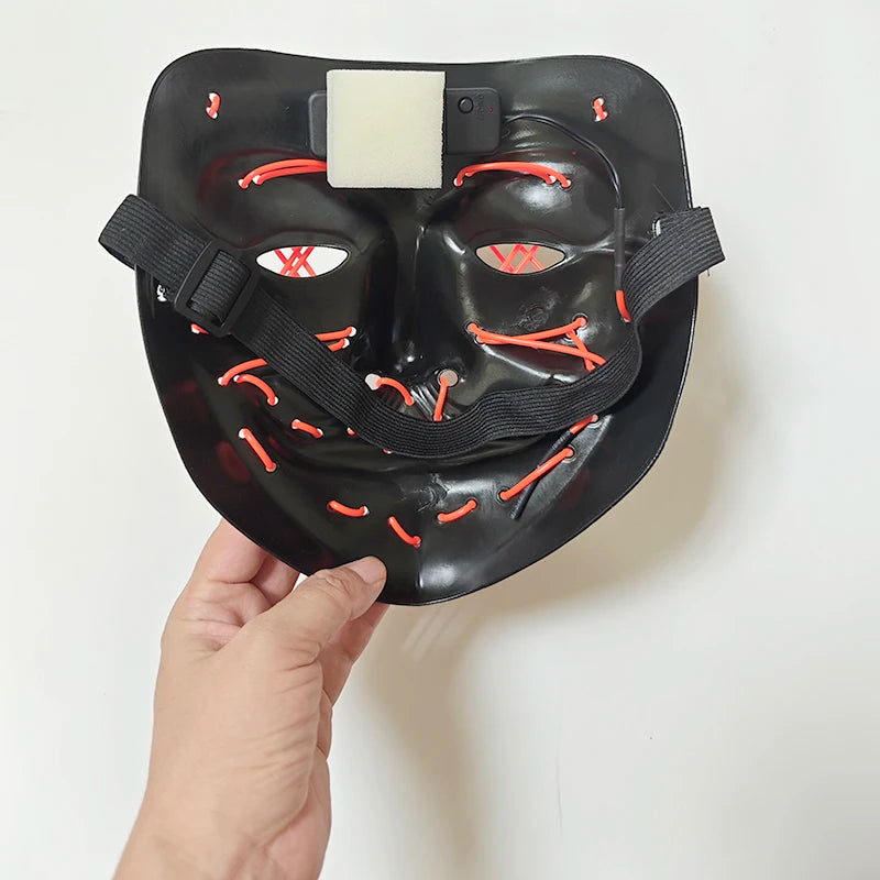 Wireless Scary Glowing Mask - LED Luminous Purge Mask for Halloween, Cosplay, and Festivals.